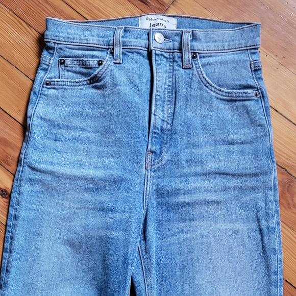 Reformation Harper Ultra High Rise Skinny Jean in Cyprus Color Sz 25 - Picture 6 of 13